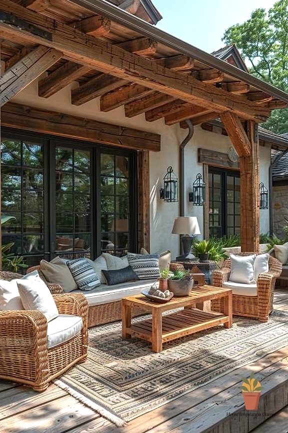 Rustic Farmhouse Patio with Reclaimed Wood Accents