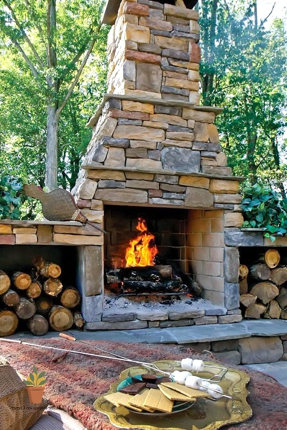 Rustic Fire Pit Turned Vertical Fireplace