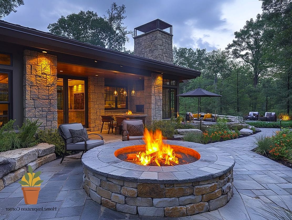 Rustic Fire Pit Patio