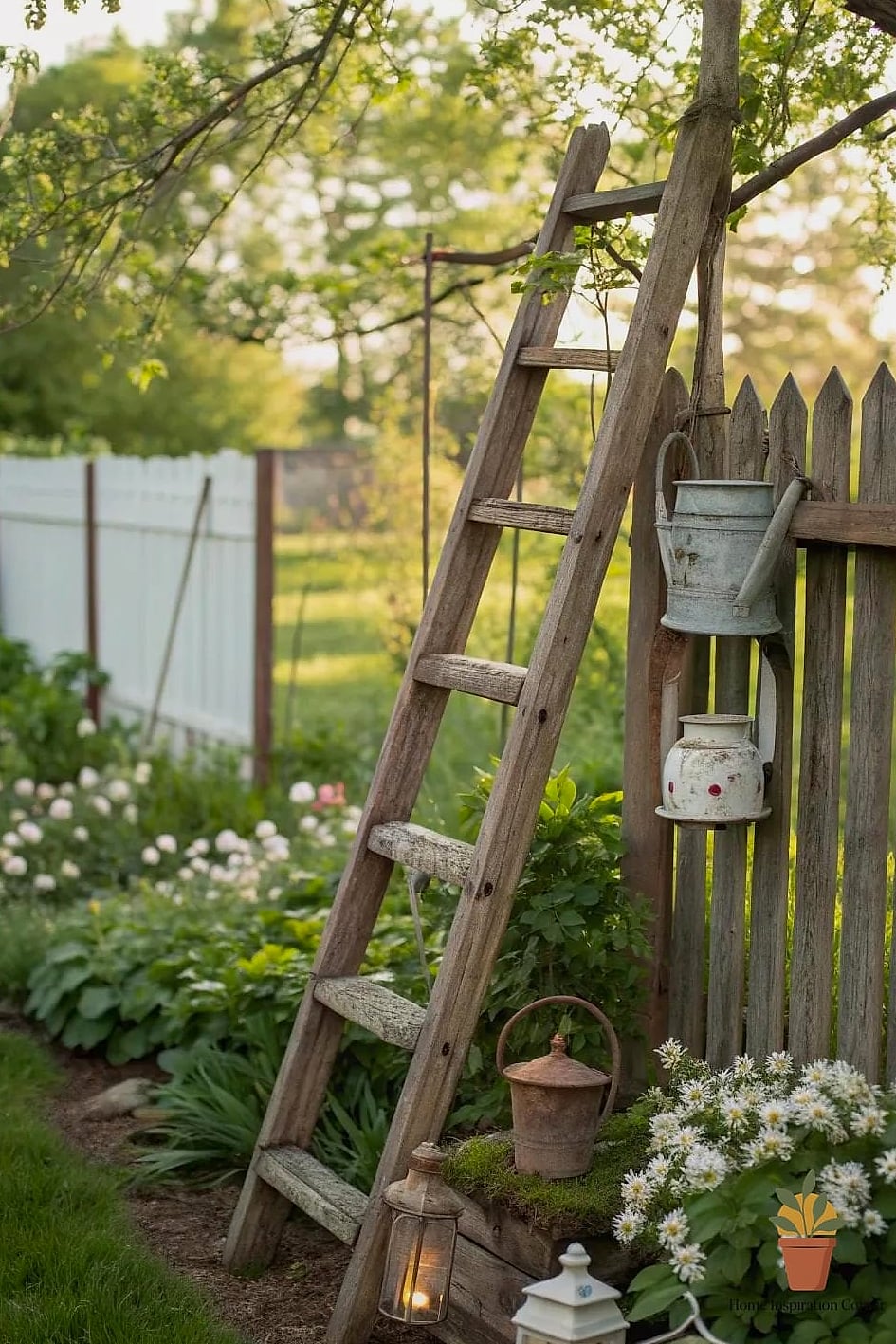 Rustic Ladder Trellis for Climbing Plants