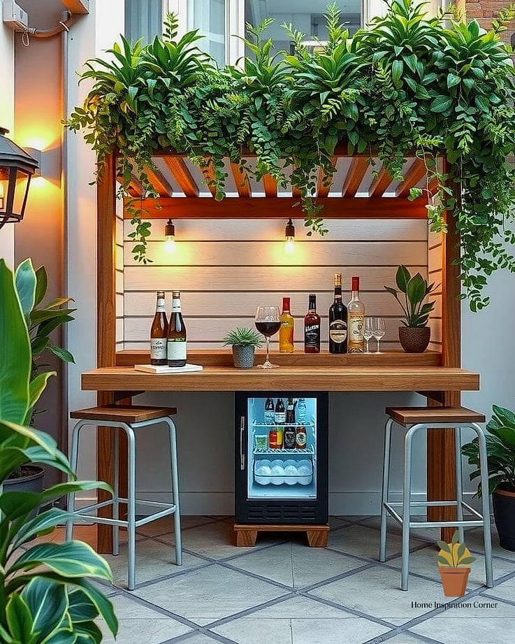 17 Terrace Bar Design Inspiration Boards You'll Want to Copy 2 Rustic Reclaimed Wood Bar with Metal Accents