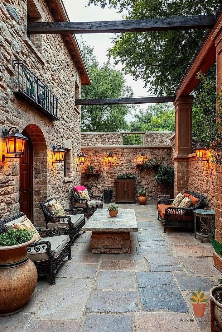 Rustic Stone Column Techado