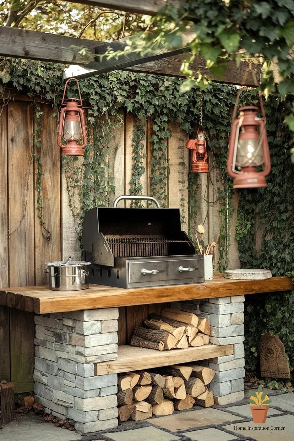 Rustic Wood-Fired BBQ Pit