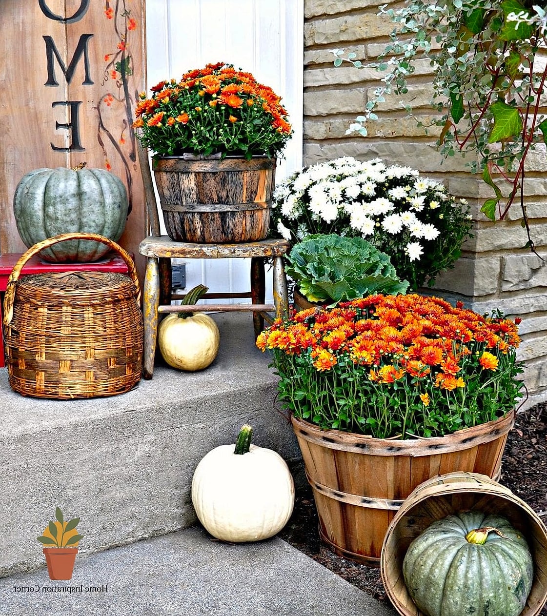 Rustic Wood Crates and Bushel Baskets as Planters