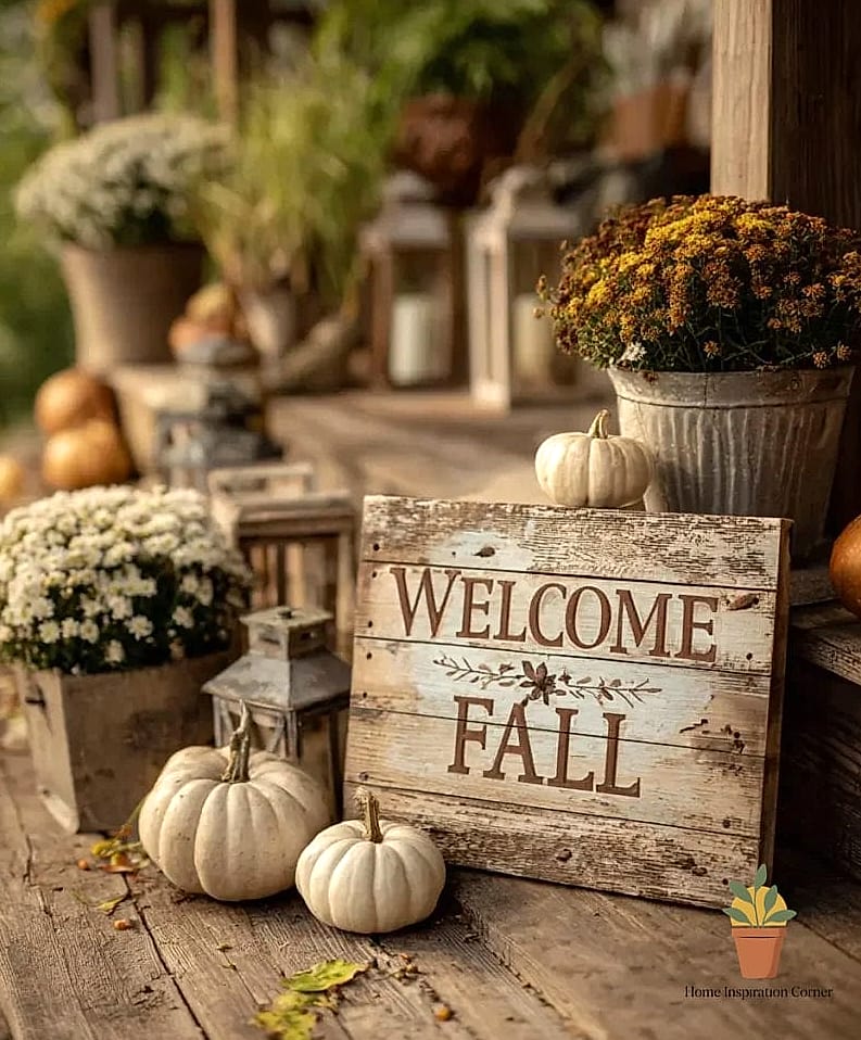 23 Outdoor Fall Decor Ideas Designs That Maximize Style and Function 10 Rustic Wood Crate Shelving for Small Pumpkins