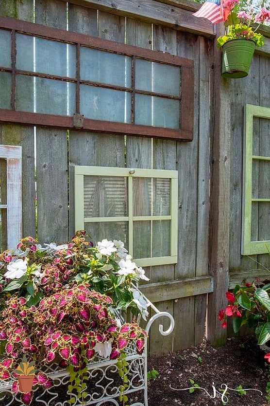 Salvaged Window Frame Trellis