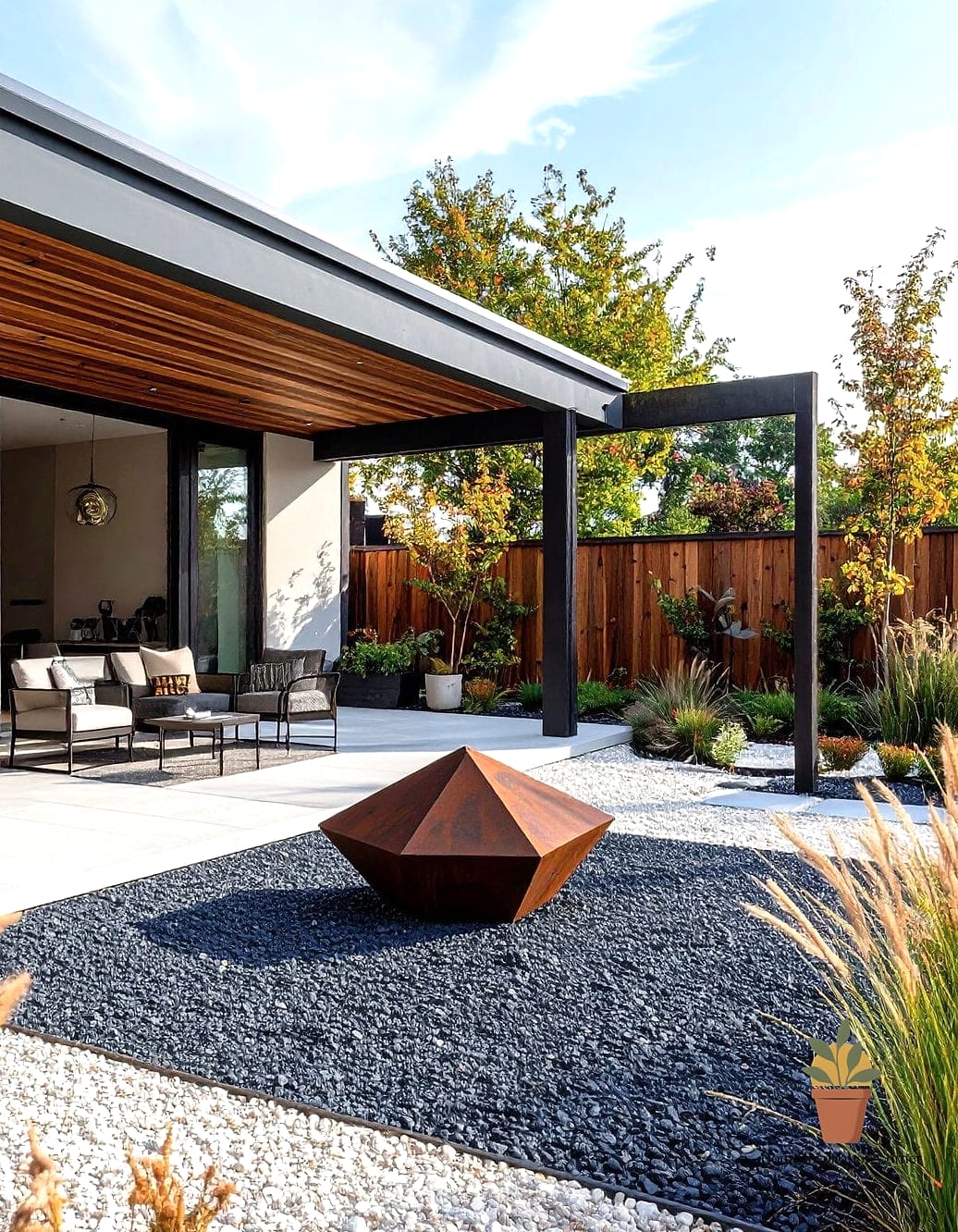 Sculptural Gravel Garden Patio