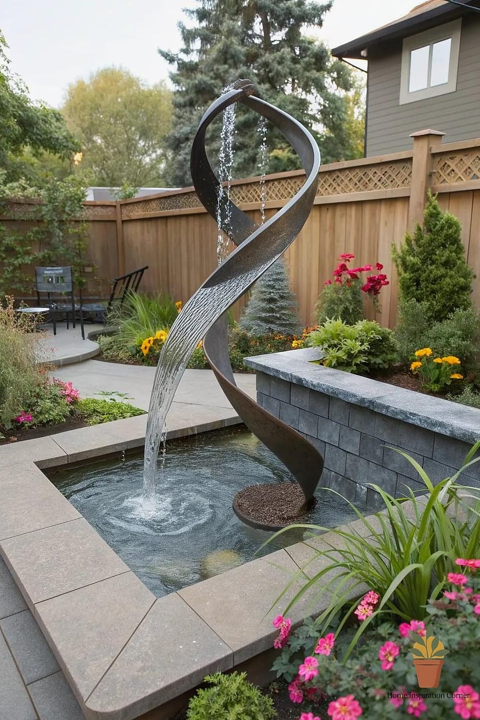 22 Backyard Inspiration Designs That Maximize Style and Function 23 Sculptural Water Feature