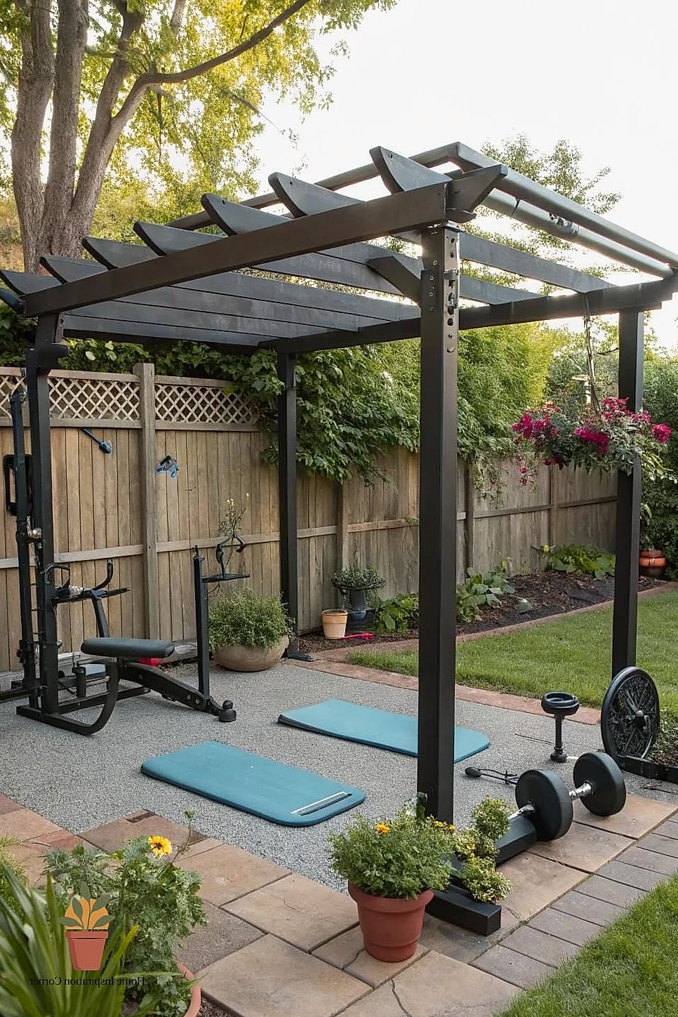 A Shaded Pergola Workout Zone