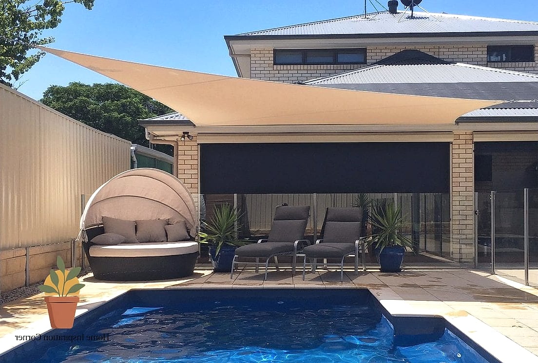 14 Backyard Pool And Patio Ideas Designs You Need to See Right Now 14 Shade Sails Over Lounge Areas