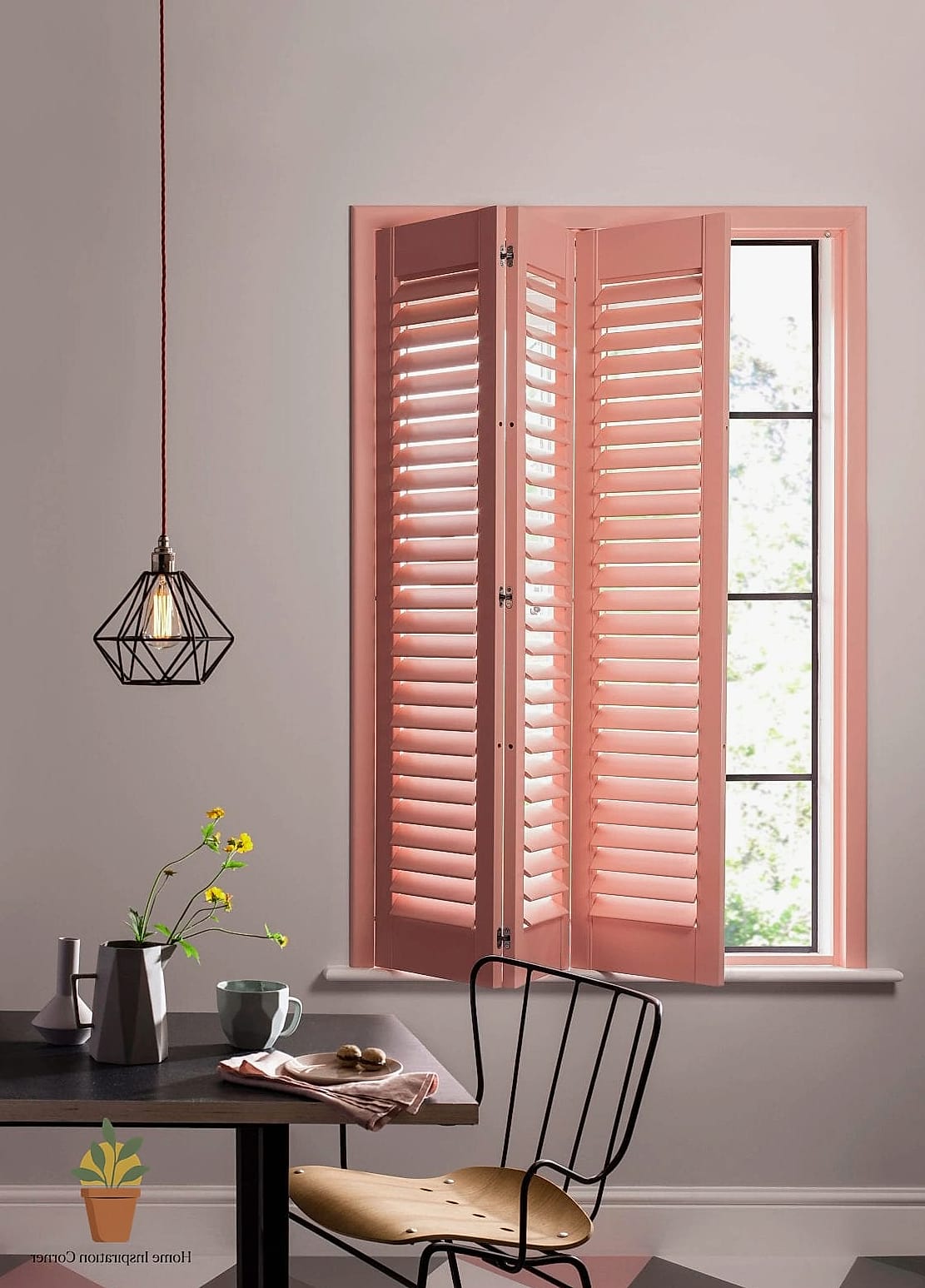Shutters in a Muted Blush Pink