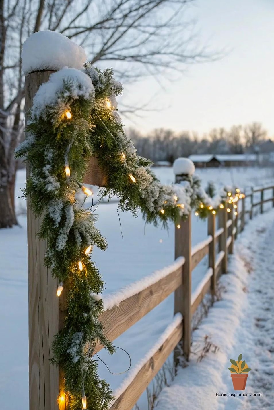 A Simple Garland-Wrapped Railing