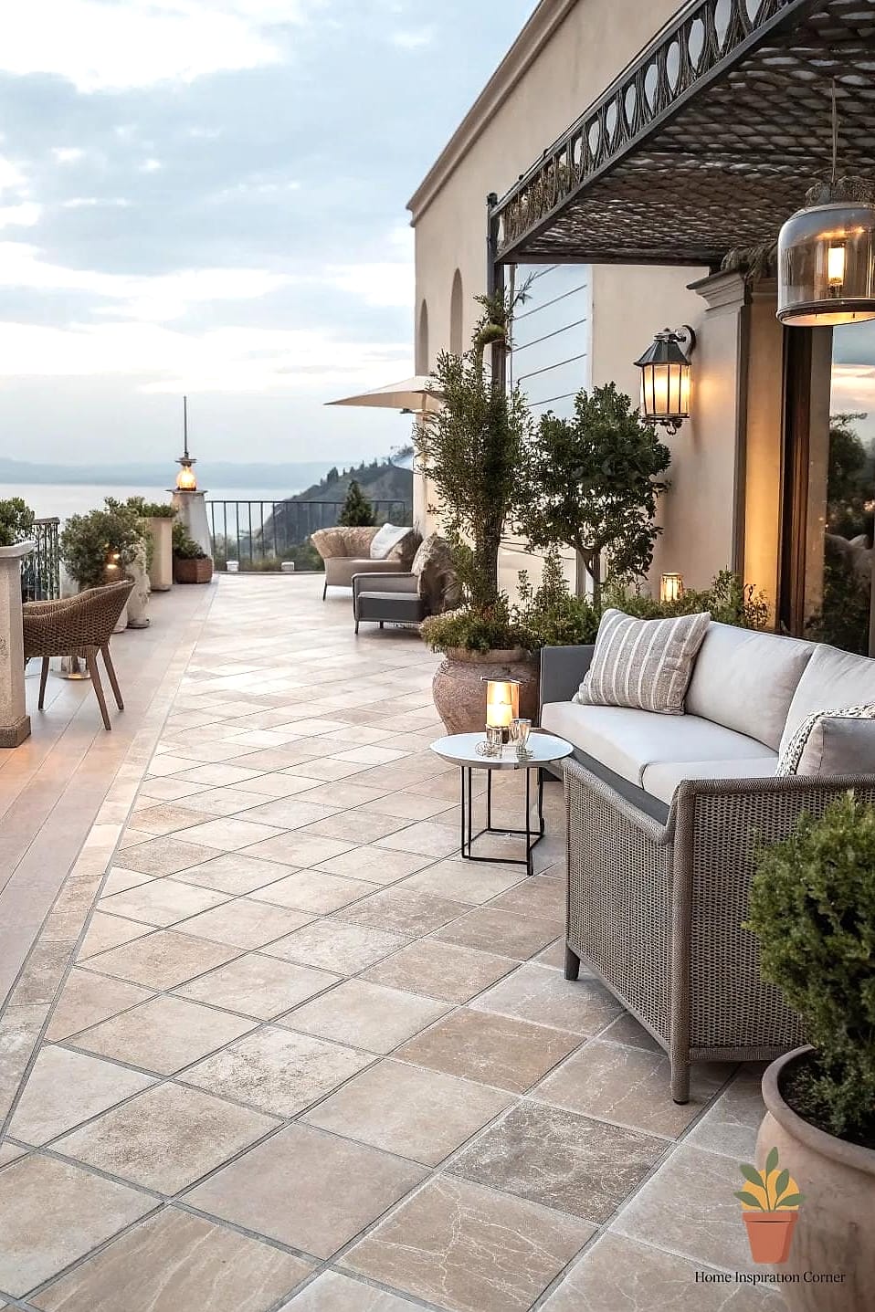 Simple Neutral Tile with a Rug Layered On Top