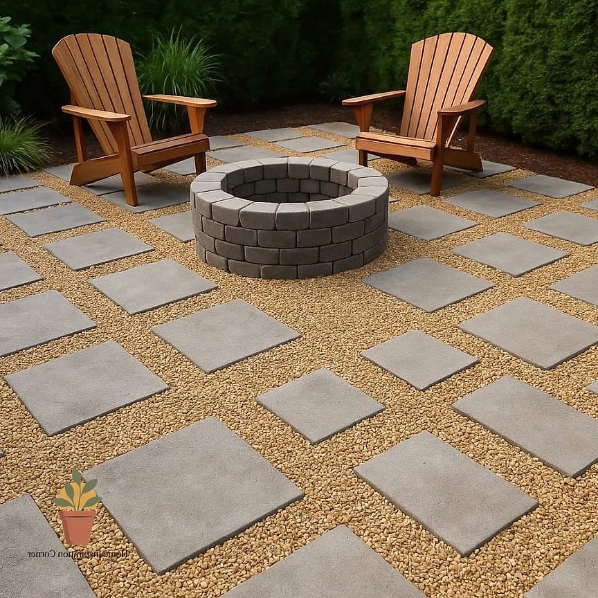 Simple Square Patio with a Fire Pit