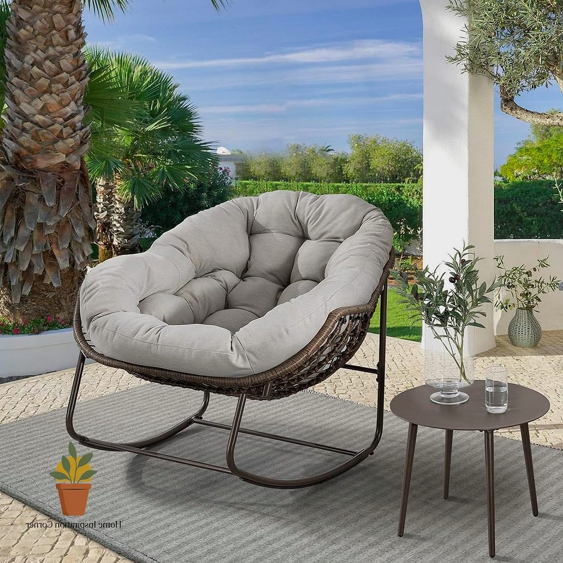 A Single Oversized Papasan Chair