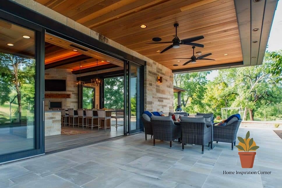 Sliding Glass Doors That Open The Patio To The Living Room