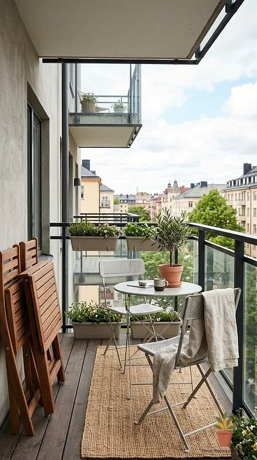 16 Narrow Balcony Ideas Designs That Maximize Style and Function 2 Slim Folding Bistro Set