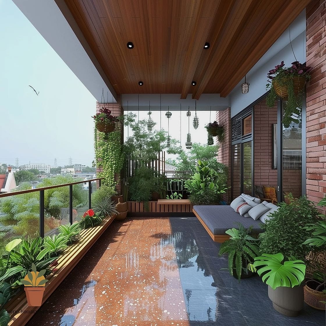 19 Terrace Interior Design Photos That Will Inspire Your Next Project 11 Small Balcony Terrace with Vertical Garden Wall