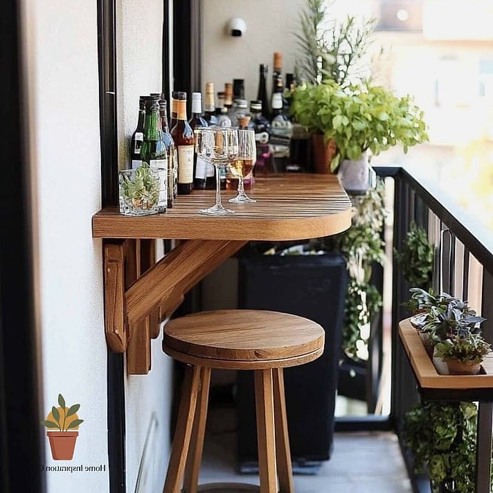 17 Terrace Bar Design Inspiration Boards You'll Want to Copy 5 Small Balcony Fold-Down Bar Ledge