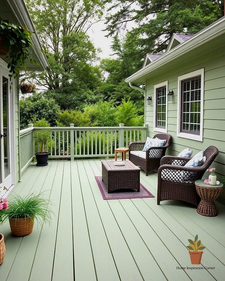 30 Deck Colors Ideas Paint Looks We're Obsessed With This Year 5 Soft Sage Green