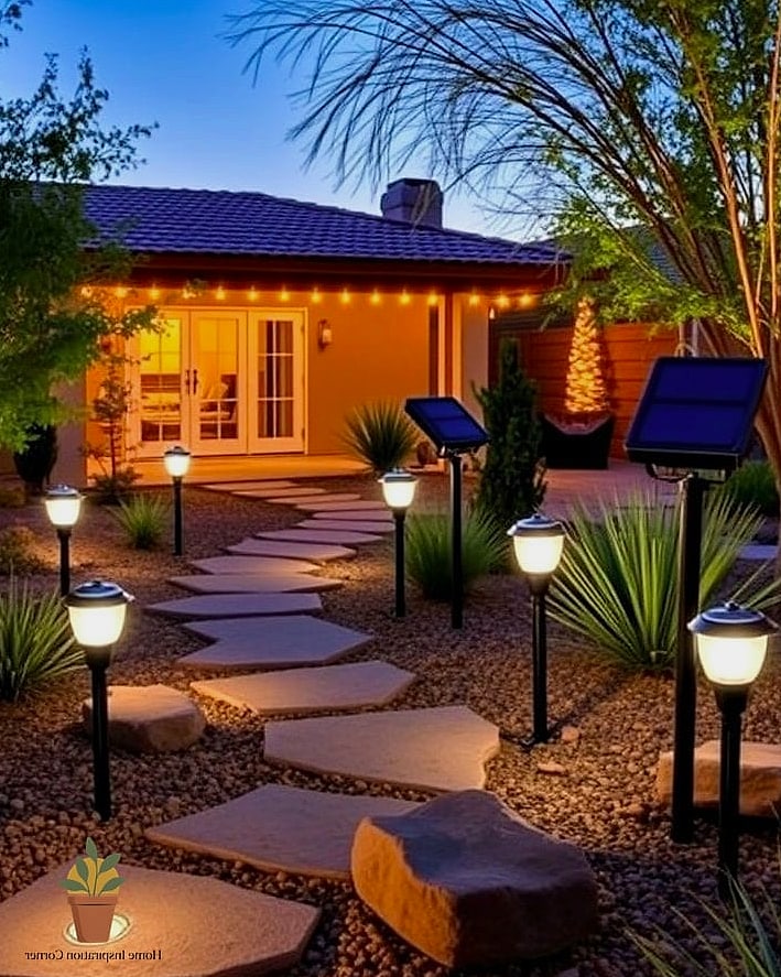 Solar Pathway Lights Along Walkways