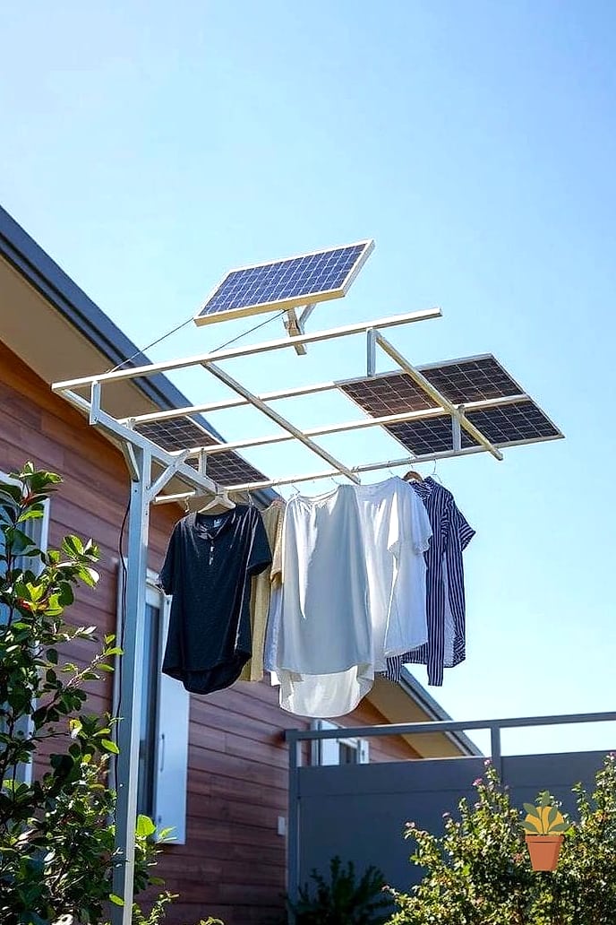 Solar-Powered Drying Pergola with String Lights