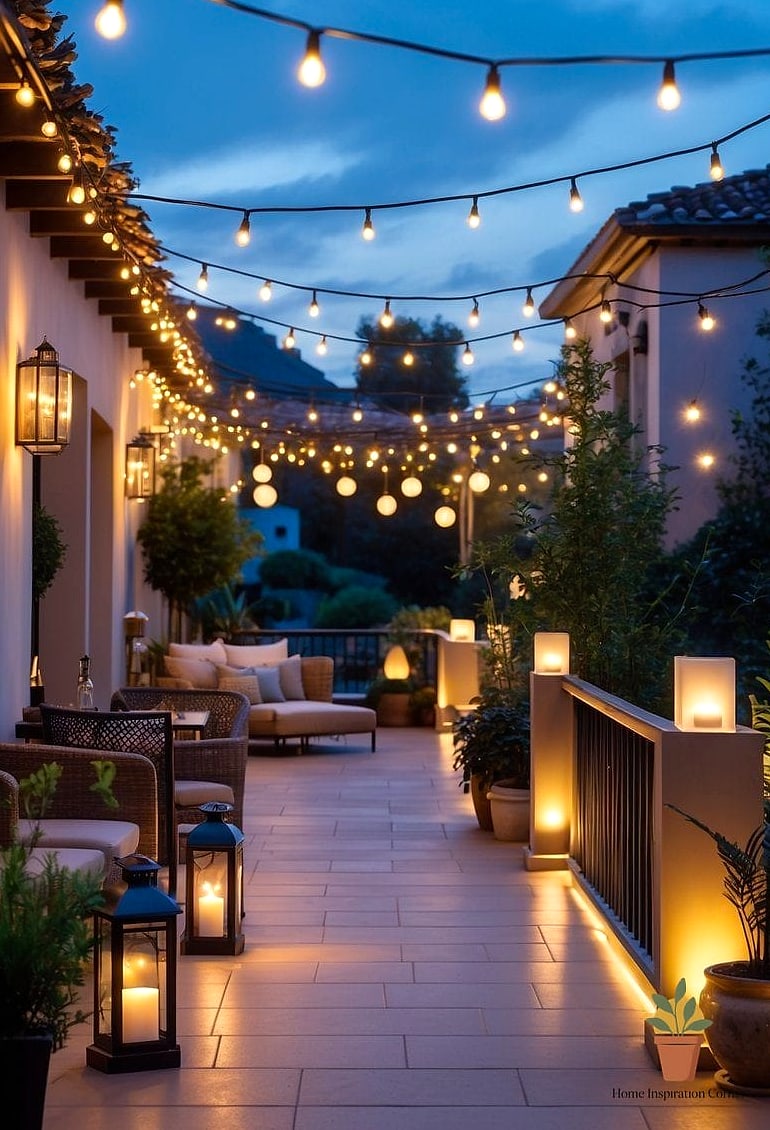 Spotlights Highlighting an Outdoor Fireplace or Feature Wall