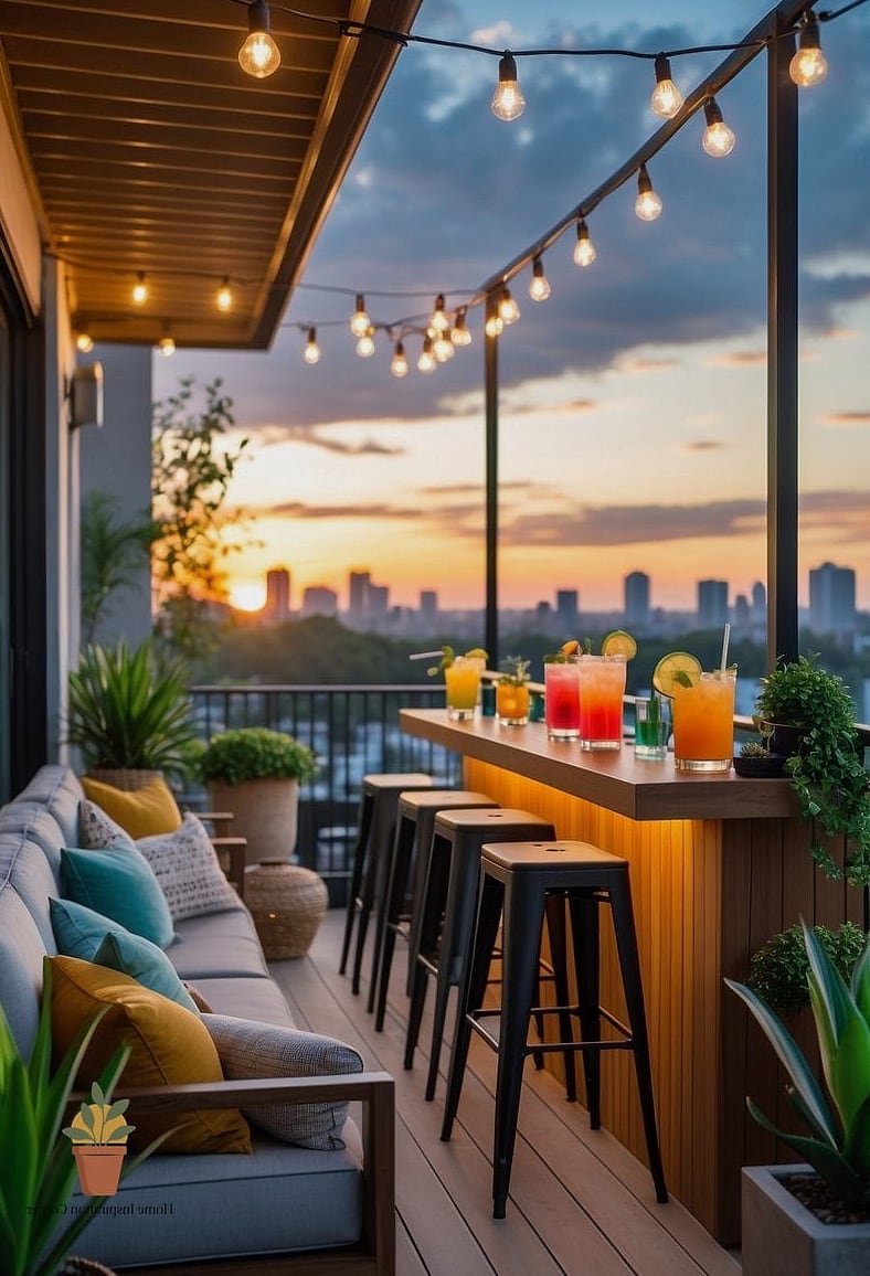 Stackable Bar-Height Seating with Ledge Table