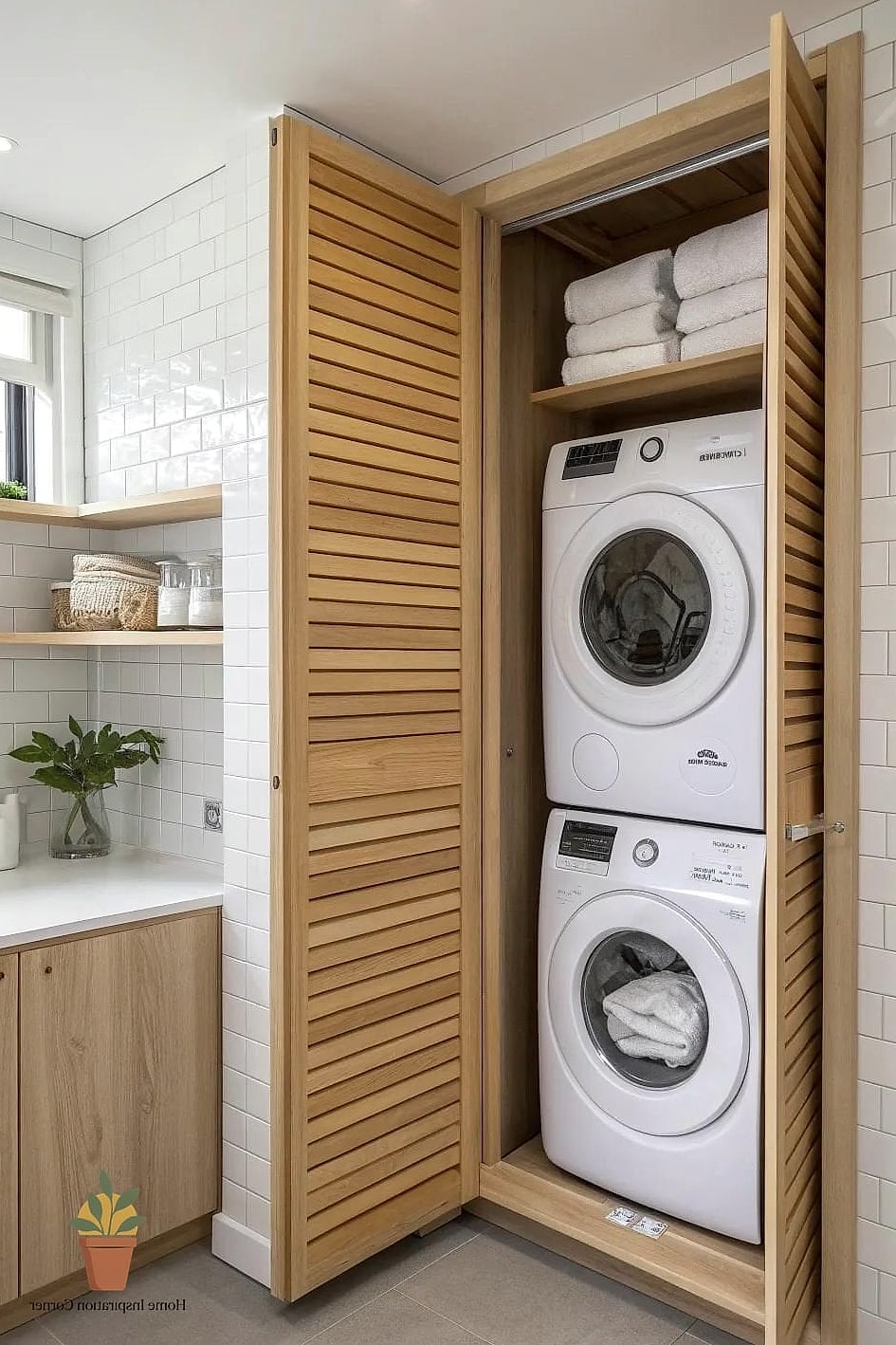 Stacked Washer and Dryer Nook
