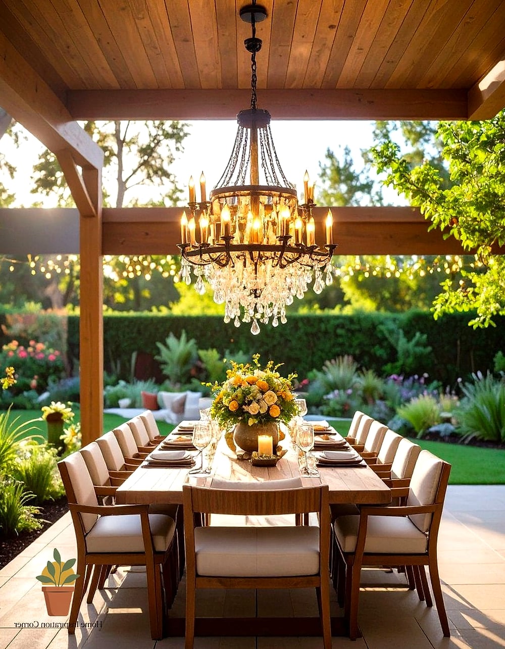 14 Outdoor Patio Lighting Ideas Tips From Top Interior Designers 4 A Statement Chandelier for Covered Patios