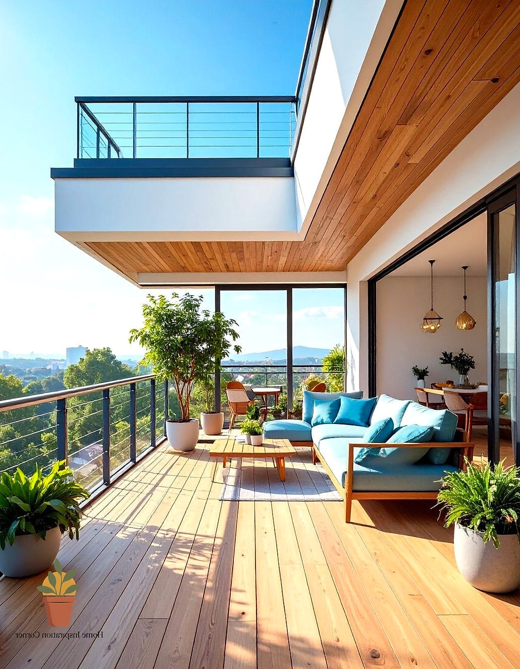 Statement Outdoor Rug and Layered Lighting Combo