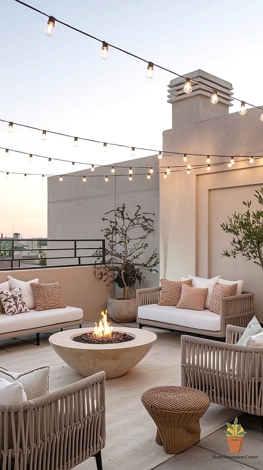 A Statement Outdoor Rug and Pillow Combo for Color
