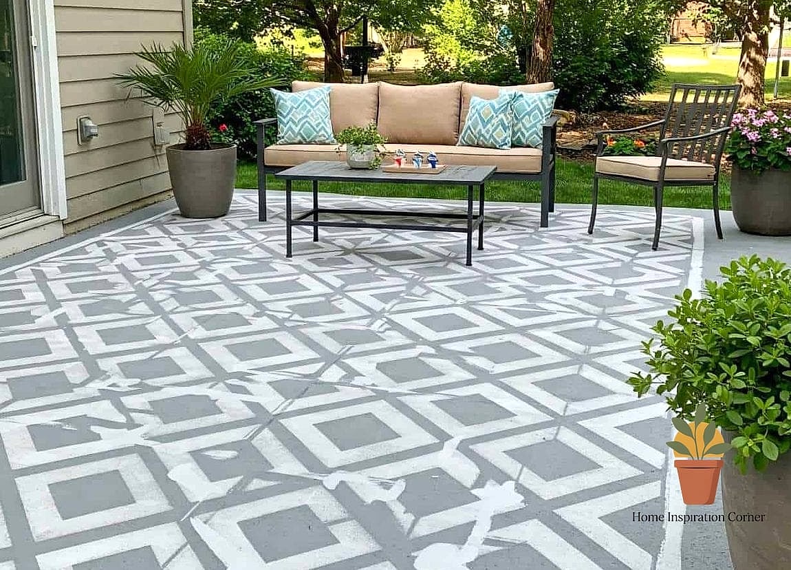 Stenciled Concrete Overlay for an Affordable Refresh
