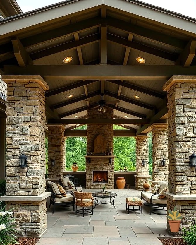 Stone Or Brick Flooring That Continues From Indoors