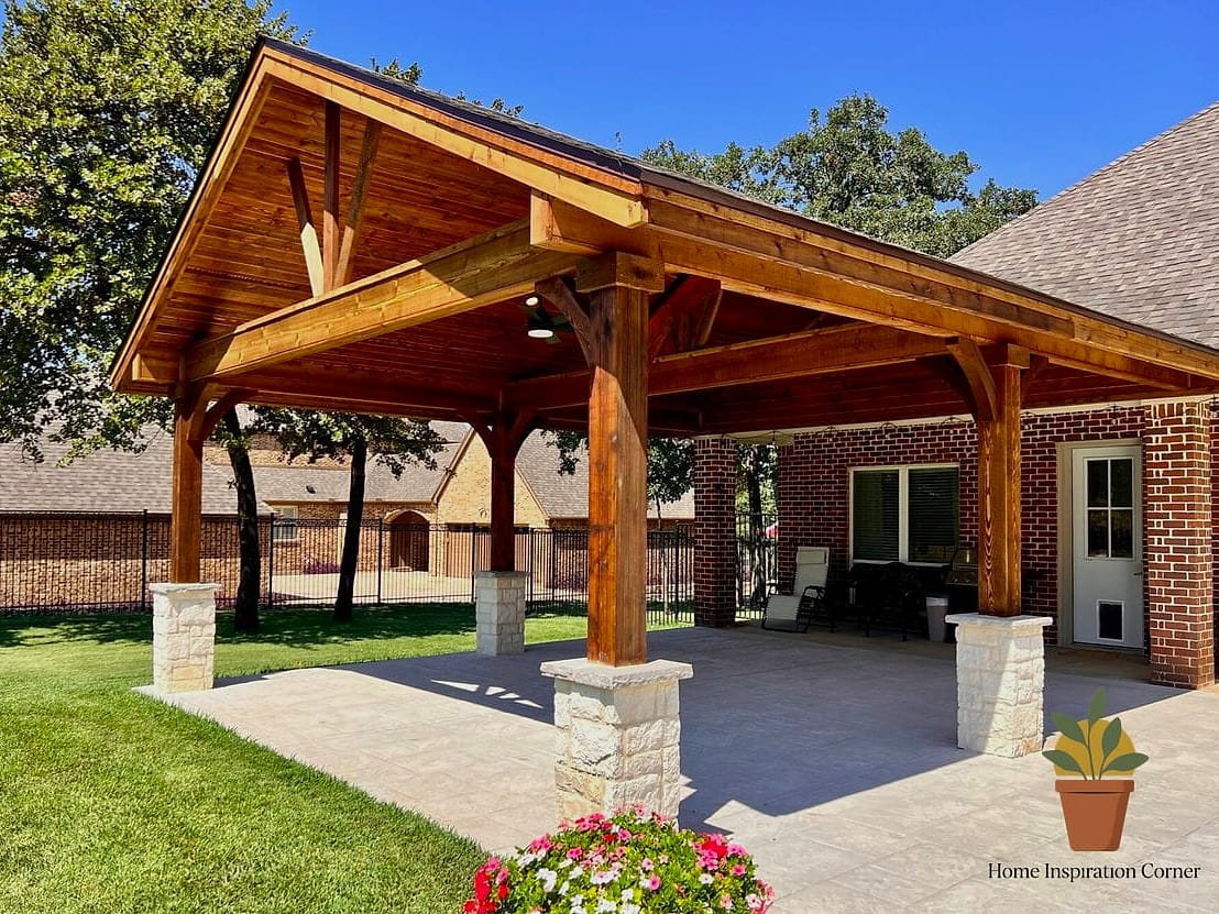 Stone Column Patio Cover
