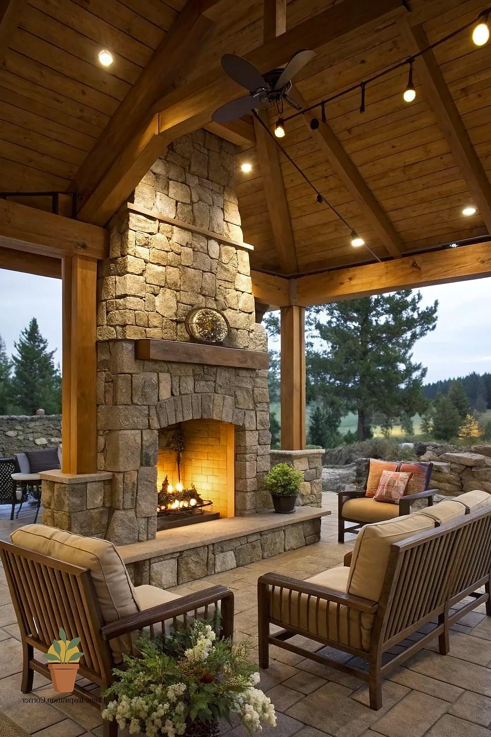 Stone Fireplace Anchoring the Space