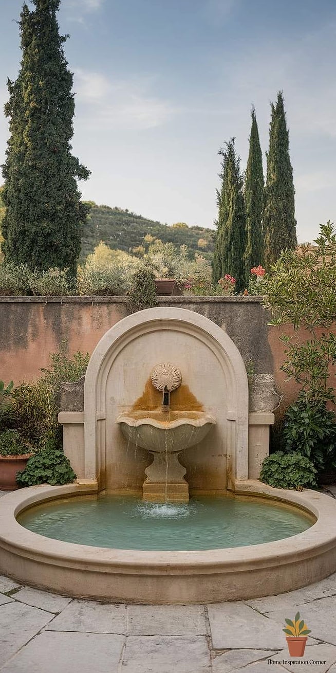 A Stone Fountain as the Centerpiece