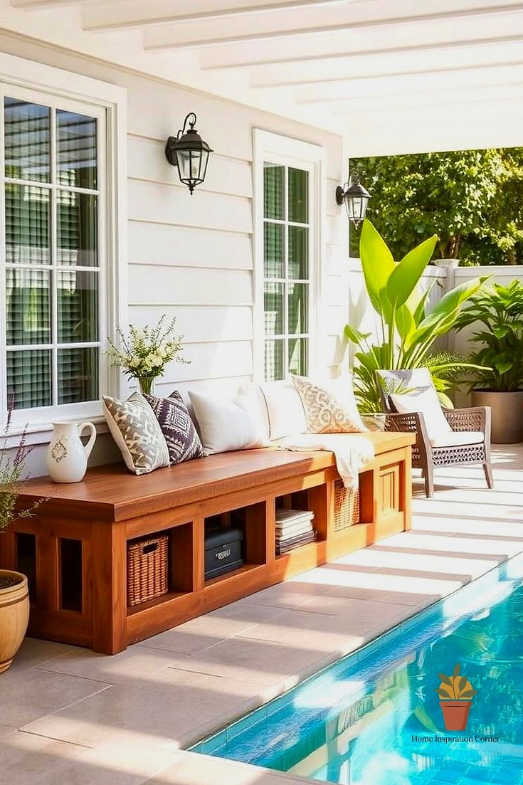 22 Diy Bench Outdoor Ideas That Are Both Stylish and Practical 8 Storage Bench for Poolside Gear