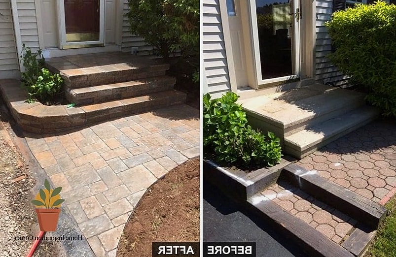The Straight Walkway Patio to Multi-Level Terrace