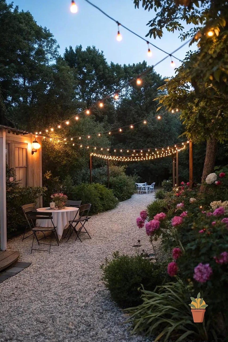 String Light Canopy Over a Plain Patio