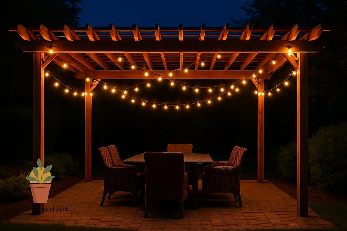 String Light Canopy Pergola