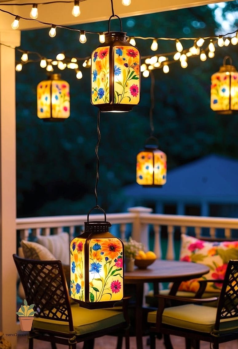 String Lights Paired with String Lanterns