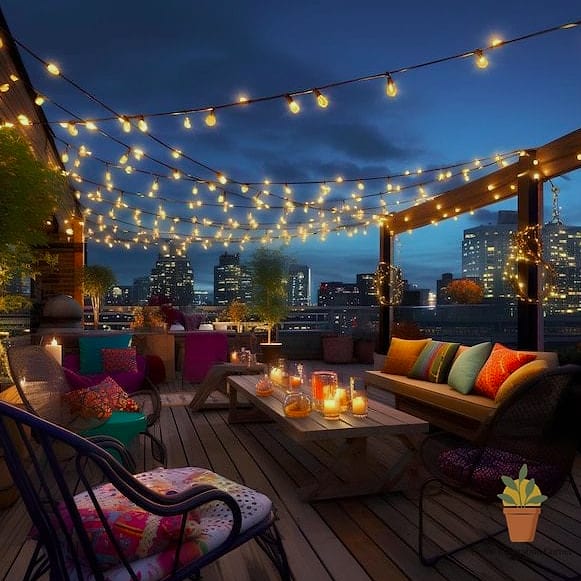 String Lights Paired with Lanterns