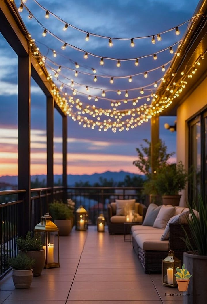String Lights Draped Overhead