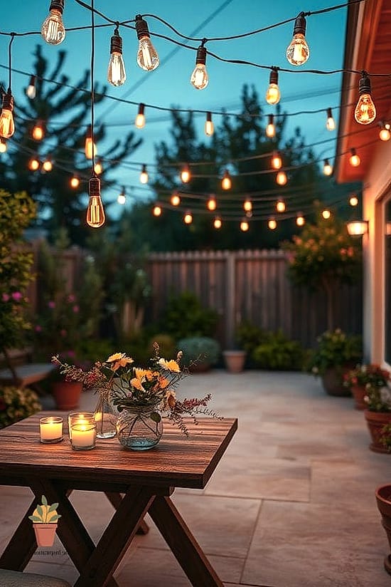 String Lights and Lanterns Layered Overhead