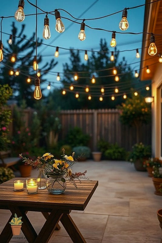 String Lights Combined with Paper or Rattan Lanterns