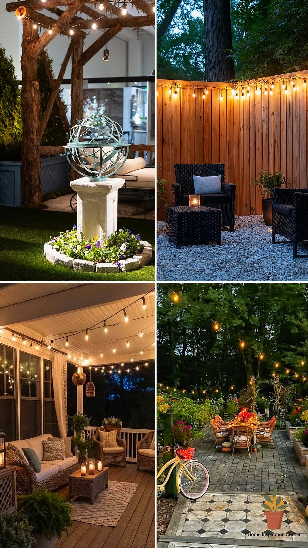 String Lights Over a Dining Space