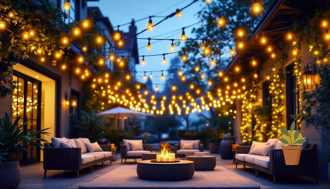 21 Outdoor Lighting Ideas Ideas to Upgrade Your Home This Weekend 3 String Lights Over the Patio