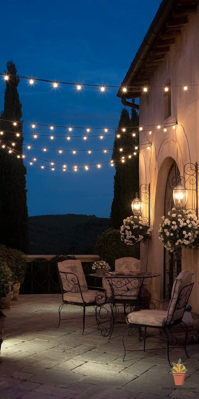 String Lights Layered With Lanterns