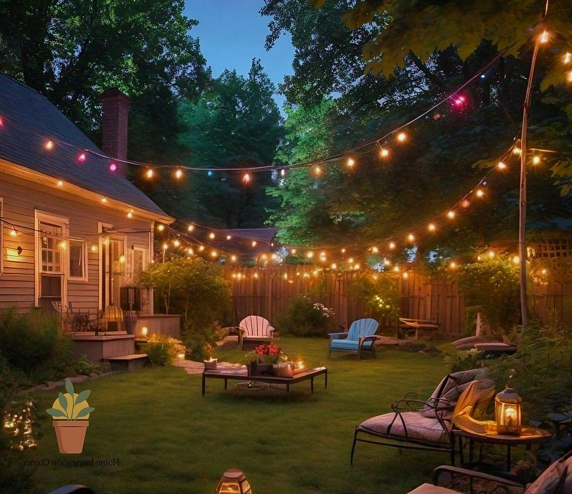 String Lights Overhead Canopy
